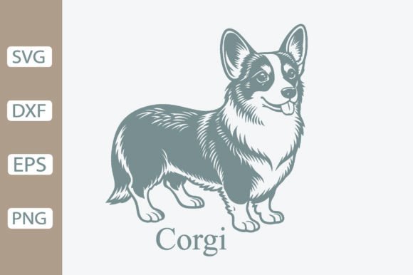 Corgi Dog Breeds Line Art SVG PNG