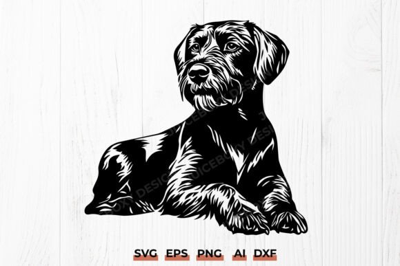 German Wirehaired Pointer Dog Laying SVG Review