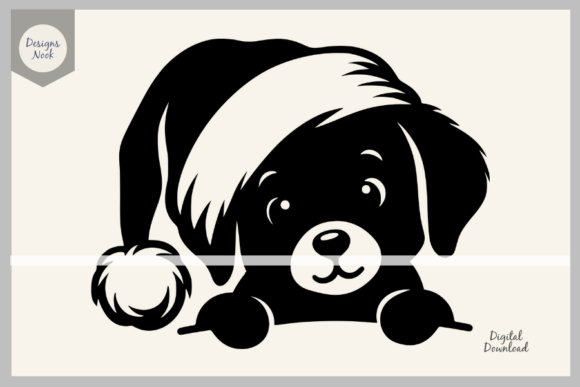 Puppy Santa SVG Clipart Silhouette PNG