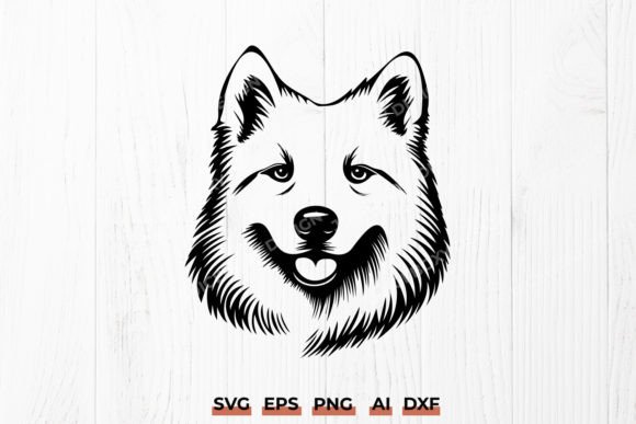 Samoyed Dog Face SVG – Pet Portrait DXF
